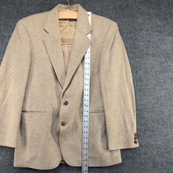 Circle S Men's Blazer Suit Jacket 38R Long Sleeve Tan Single Breasted Lined - Picture 12 of 14